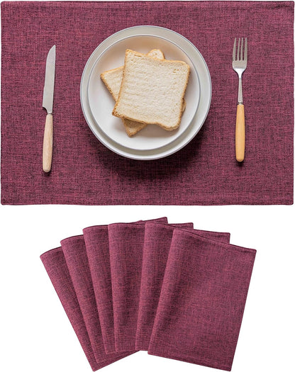 Home Brilliant Red Placemats for Holiday Linen Placemats Heat Resistant Dining Table Mats Kitchen