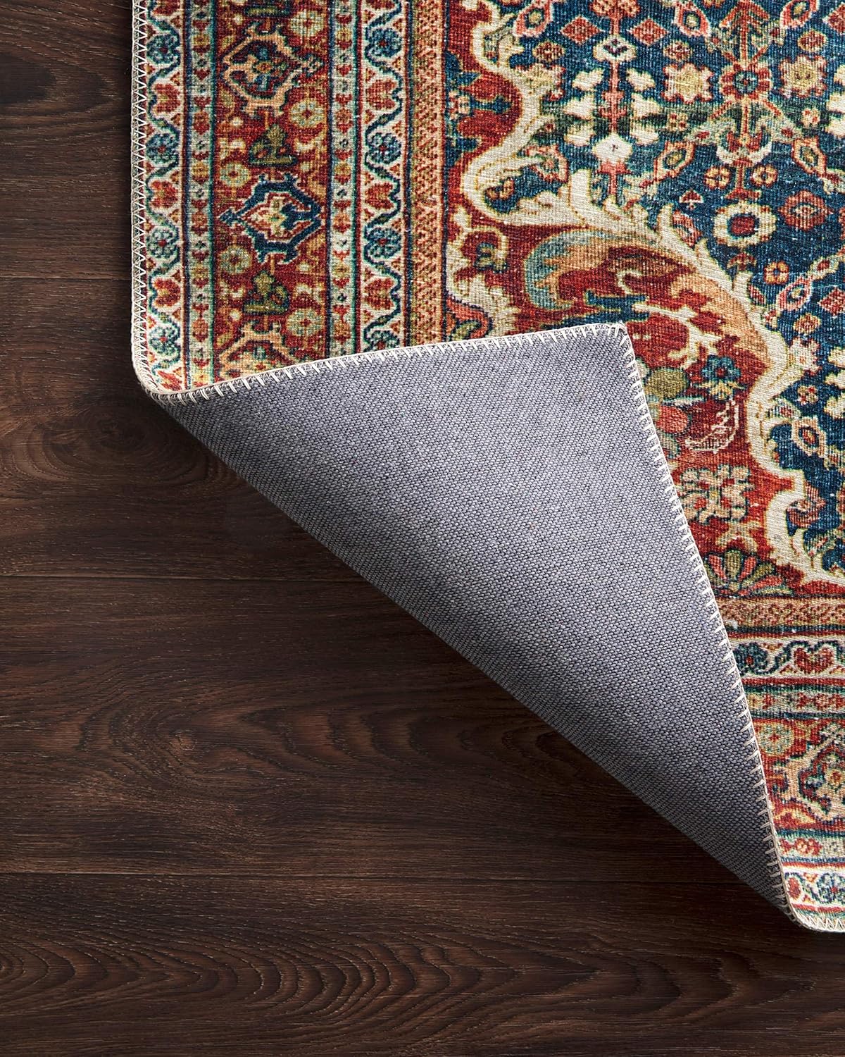 Loloi Layla Collection LAY-09 Cobalt Blue/Spice 2'-6" x 7'-6" .13" Thick Runner Rug, Soft, Durable