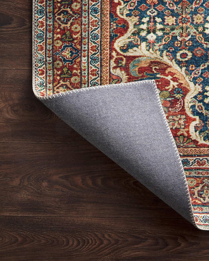 Loloi Layla Collection LAY-09 Cobalt Blue/Spice 2'-6" x 7'-6" .13" Thick Runner Rug, Soft, Durable