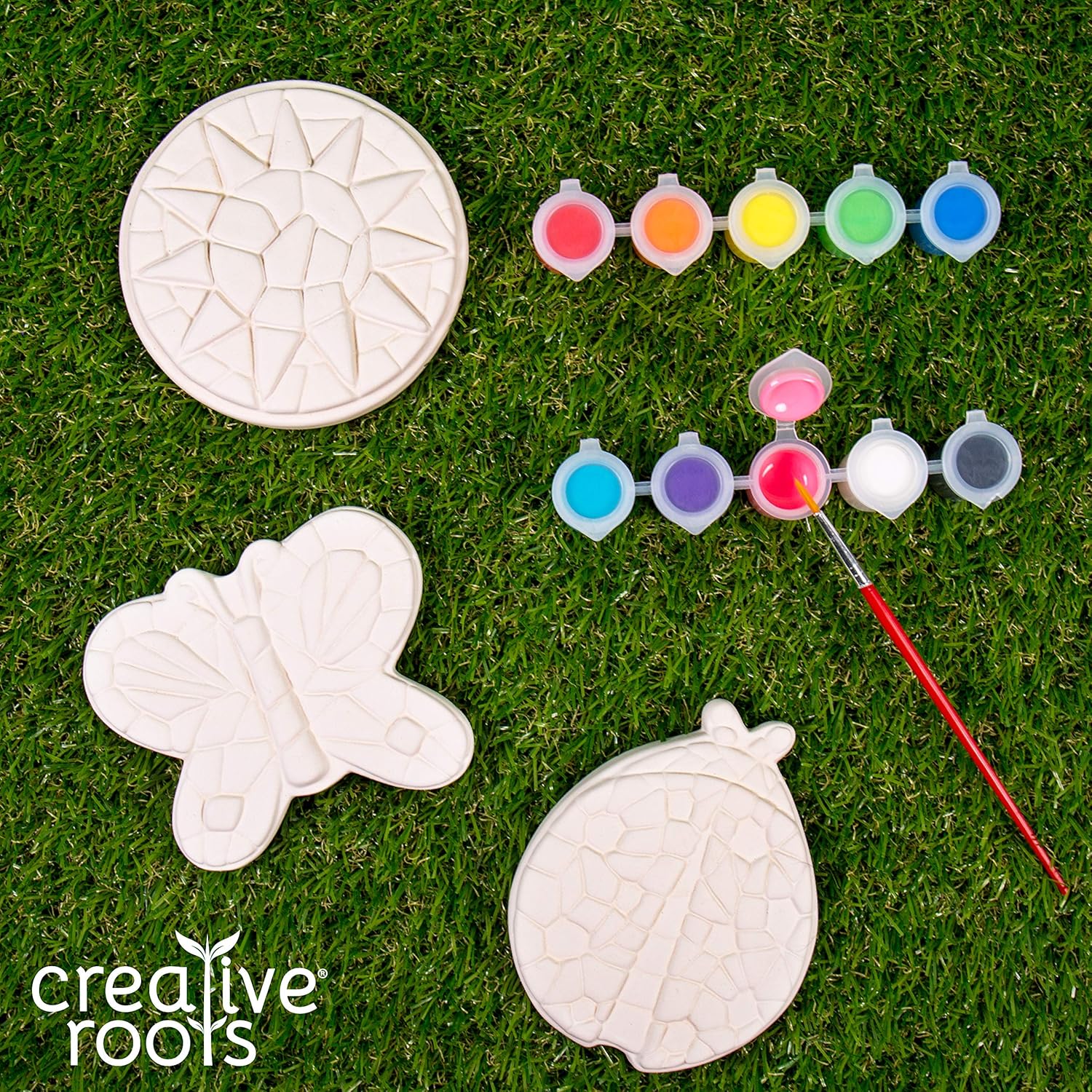 Creative Roots Paint Your Own Butterfly, Ladybug & Sun Stepping Stone by Horizon Group USA, 1 box