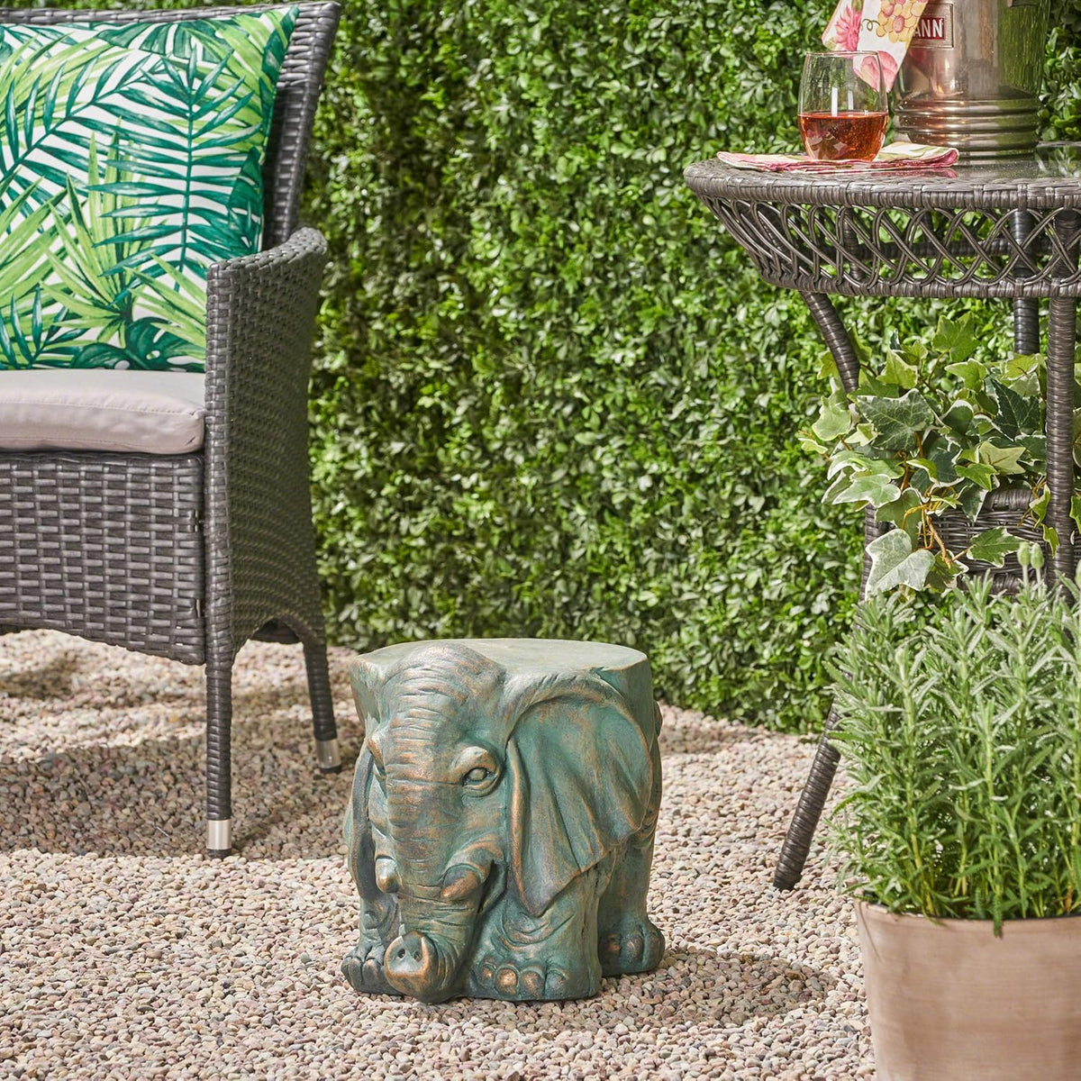 Christopher Knight Home Salome Elephant Garden Stool, Copper Patina