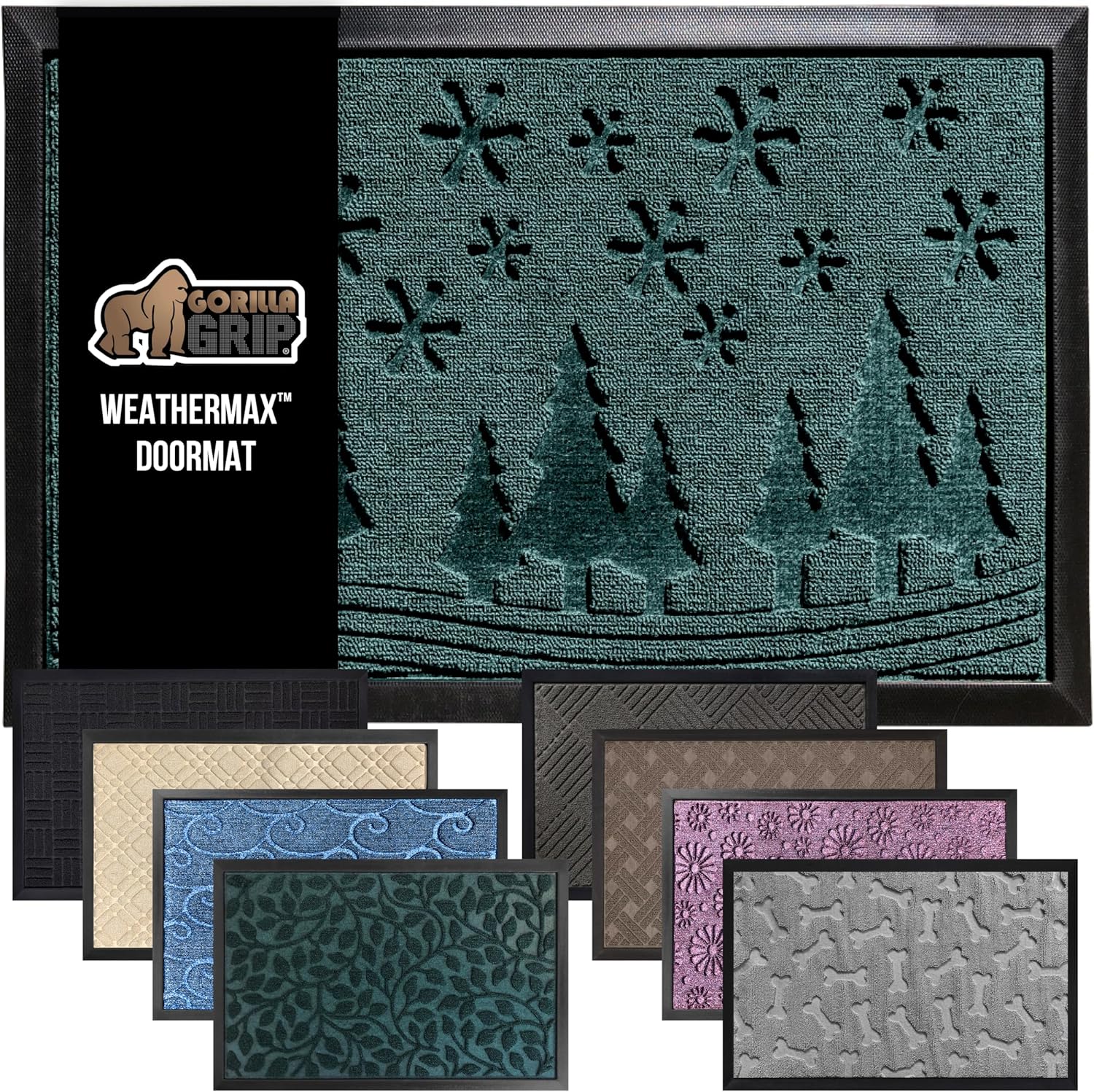 GORILLA GRIP 100% Waterproof All-Season WeatherMax Doormat, US Designed Natural Rubber, Stain and