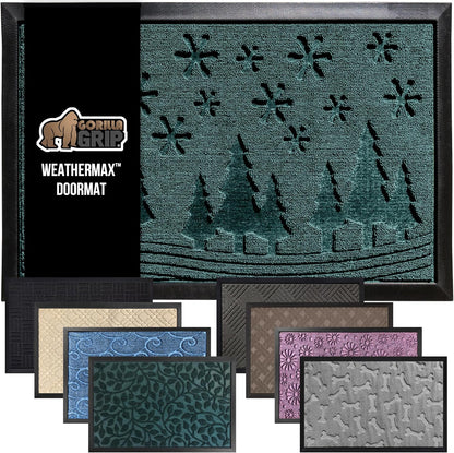 GORILLA GRIP 100% Waterproof All-Season WeatherMax Doormat, US Designed Natural Rubber, Stain and