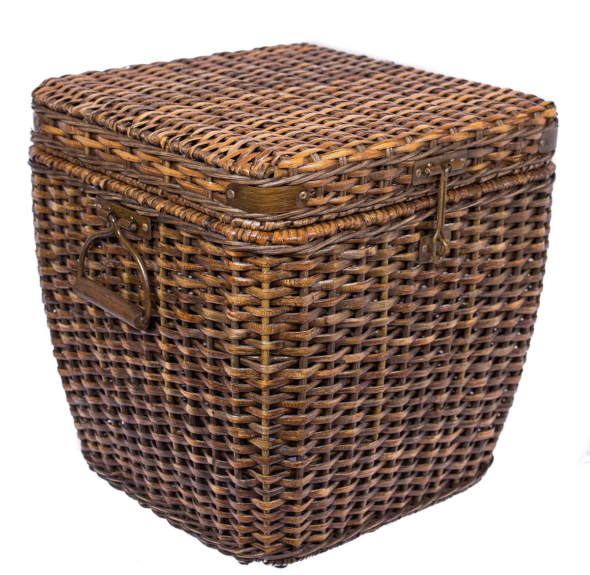 BIRDROCK HOME Rattan Peel Storage Cube | Removable Lid | Spacious Interior Basket | Organizer Bin |