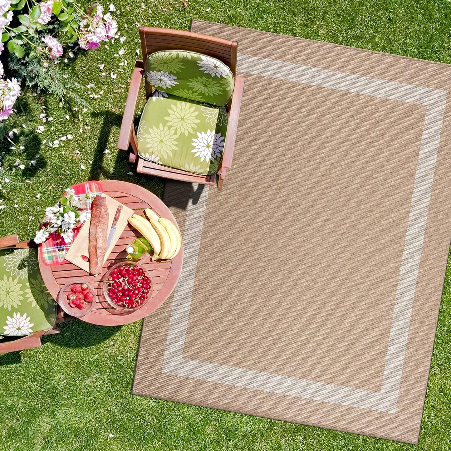CAMILSON Outdoor Rug 9x12, Large Modern Outside Rugs for Patios Porches Waterproof Durable Washable