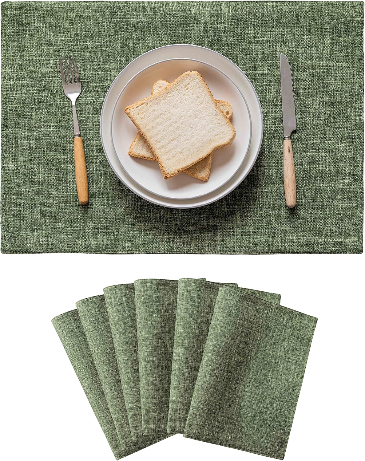 Home Brilliant Linen Cloth Placemats Set of 6 Heat Resistant Dining Table Place Mats Kitchen