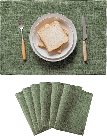 Home Brilliant Linen Cloth Placemats Set of 6 Heat Resistant Dining Table Place Mats Kitchen