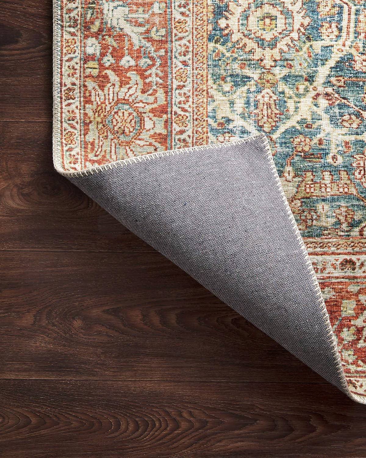 Loloi Layla Collection LAY-04 Ocean/Rust 2'-6" x 7'-6" .13" Thick Runner Rug, Soft, Durable