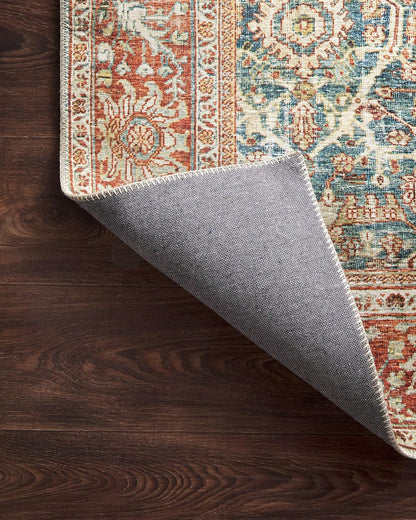 Loloi Layla Collection LAY-04 Ocean/Rust 2'-6" x 7'-6" .13" Thick Runner Rug, Soft, Durable