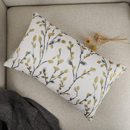 YOUR SMILE Classical Embroidery Jacquard Yellow/Gold Square Decorative Throw Pillow Case Cushion