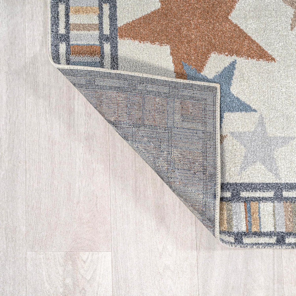 JONATHAN Y Machine-Washable Ivory/Blue/Orange Runner Rug, 2x8, Star Gazer Geometric, Border, Kids &