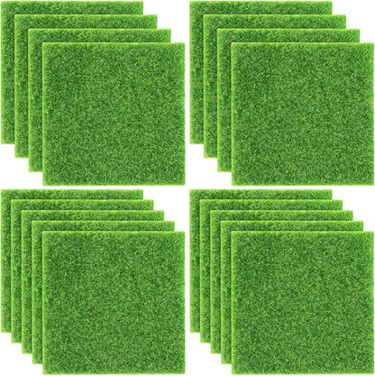 Elcoho 18 Pieces Fake Grass for Crafts Fairy Garden 6 x 6 Inches Artificial Garden Grass for