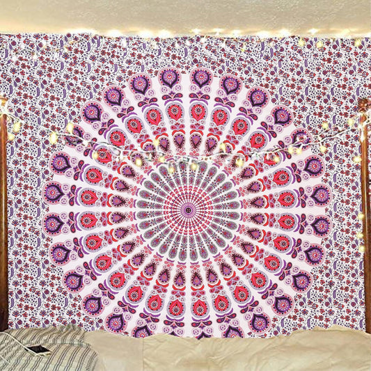 Bless International Handmade Indian hippie Bohemian Psychedelic Peacock Mandala Wall hanging
