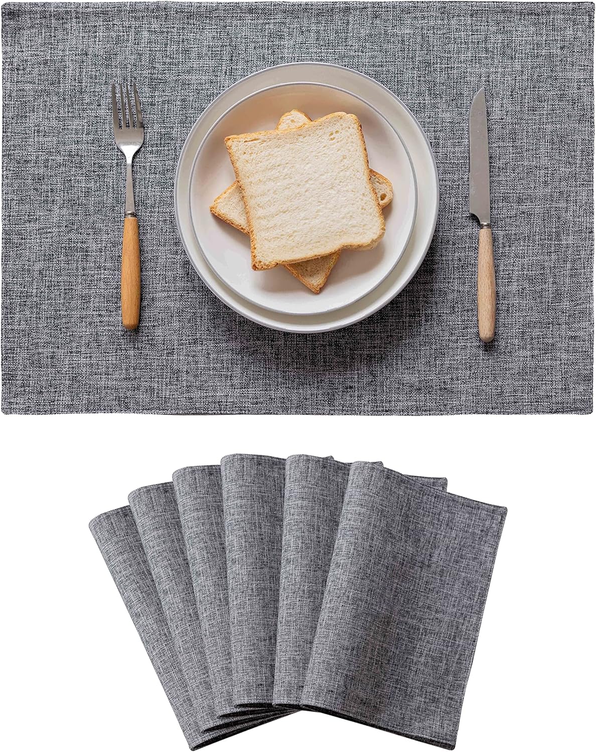 Home Brilliant Linen Placemats Set of 6 Heat Resistant Washable Placemats for Parties Buffet