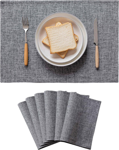 Home Brilliant Linen Placemats Set of 6 Heat Resistant Washable Placemats for Parties Buffet