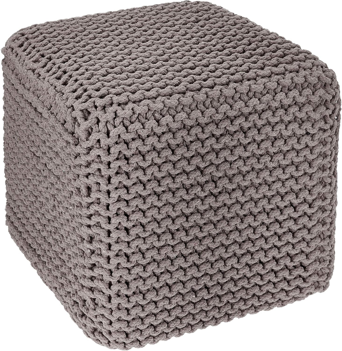 REDEARTH Cube Hand Knitted Pouf - Foot Stool Ottoman - Cord Boho Pouffe - Poof Accent Stuffed Table