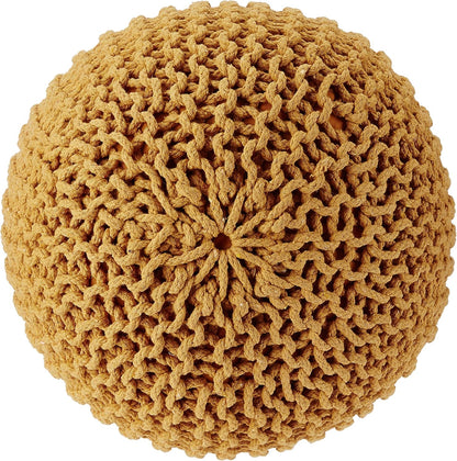 REDEARTH · Round Pouf Ottoman - Hand Knitted Cable Boho Poof Home Décor Pouffe Circular Footrest