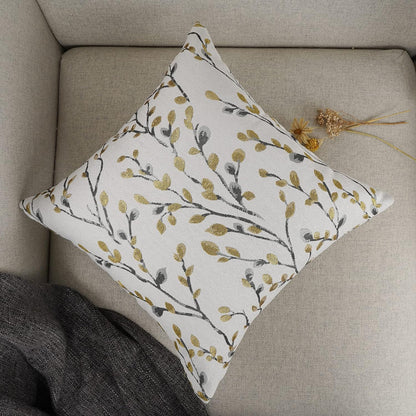 YOUR SMILE Classical Embroidery Jacquard Yellow/Gold Square Decorative Throw Pillow Case Cushion