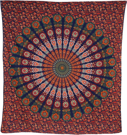 Bless International Handmade Indian hippie Bohemian Psychedelic Peacock Mandala Wall hanging