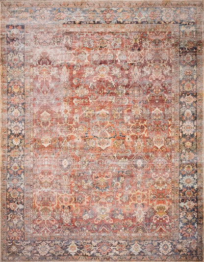 Loloi Layla Collection LAY-02 Spice/Marine 7'-6" x 9'-6" .13" Thick Area Rug, Soft, Durable