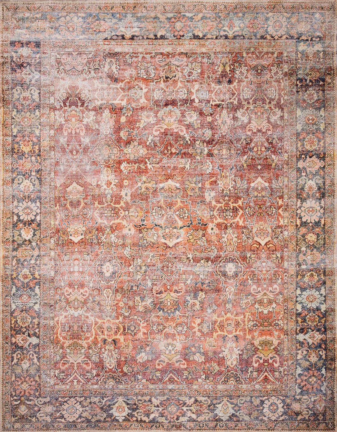 Loloi Layla Collection LAY-02 Spice/Marine 2'-3" x 3'-9" .13" Thick Accent Rug, Soft, Durable
