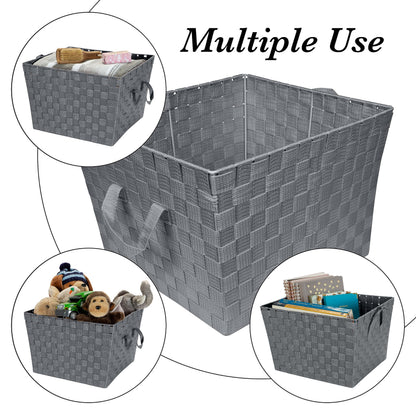 Simplify Large Woven Strap Tote | Decorative Storage Basket | 2 Handles | Organization | Closet |