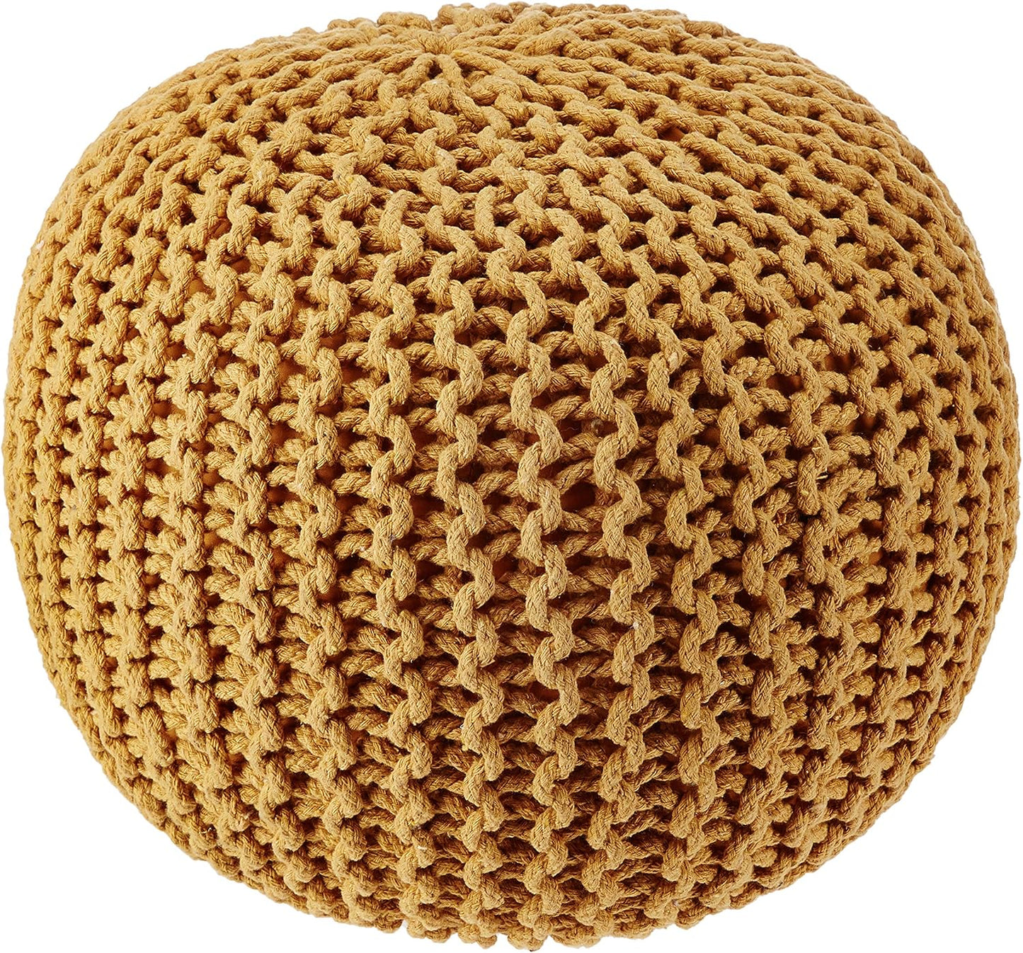 REDEARTH · Round Pouf Ottoman - Hand Knitted Cable Boho Poof Home Décor Pouffe Circular Footrest