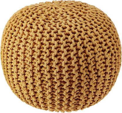 REDEARTH · Round Pouf Ottoman - Hand Knitted Cable Boho Poof Home Décor Pouffe Circular Footrest