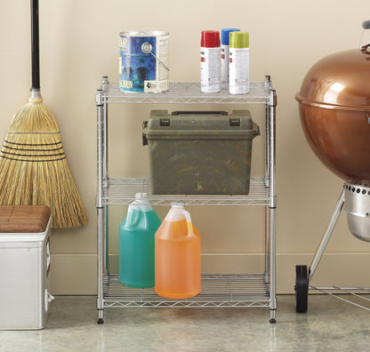 Whitmor 3-Tier Shelving Unit, Metal Storage Shelves, Easy Assembly Home Organizer for Pantry