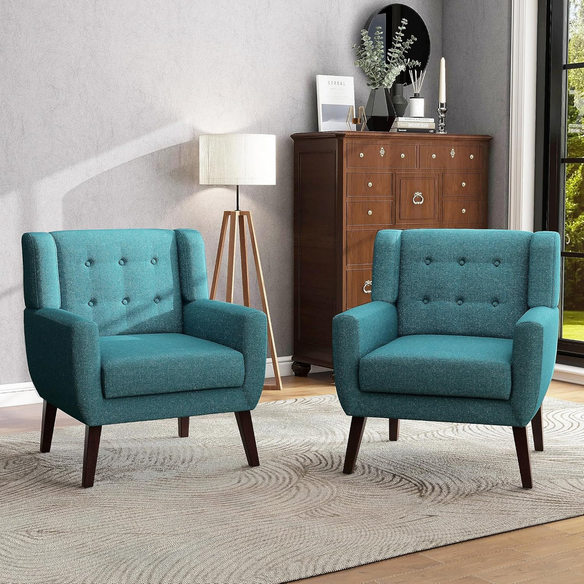 UIXE Accent Chair, Modern Upholstered Armchair in Fabric for Living Room, Comfy Club Arm Chairs