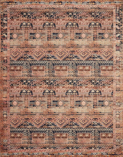 Loloi Layla Collection LAY-14 Mocha/Blush 7'-6" x 9'-6" .13" Thick Area Rug, Soft, Durable, Vintage